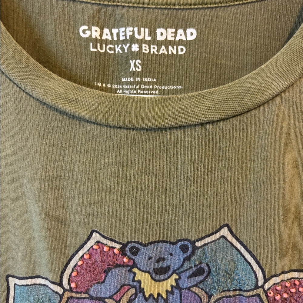 NWOT Lucky Brand Olive Green Grateful Dead Mandala Tee - Picture 6 of 7